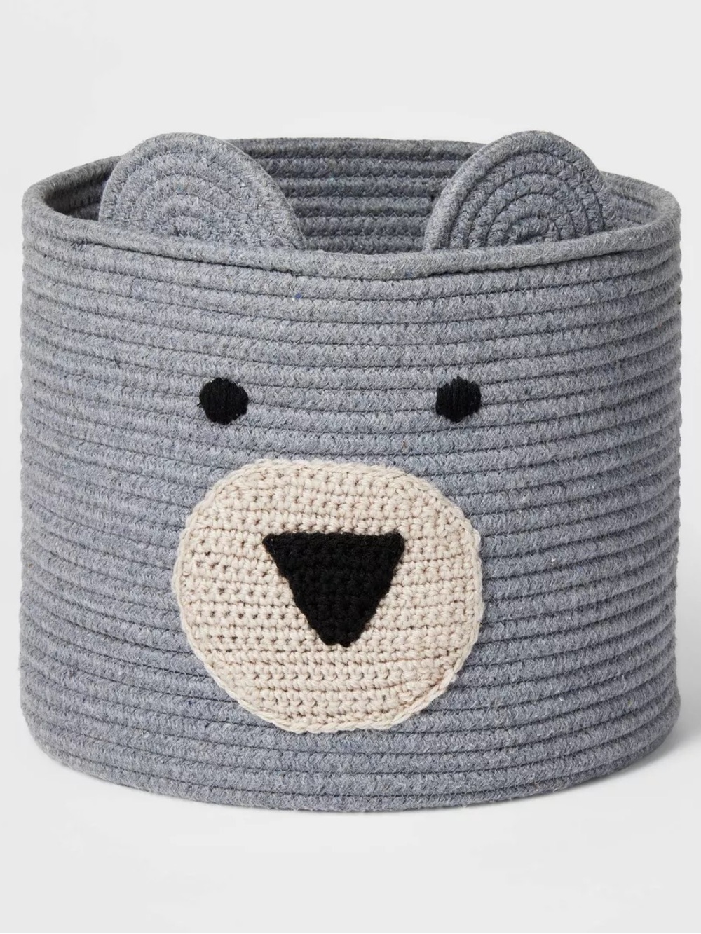 Plush Bear Rope Storage Basket - Gray